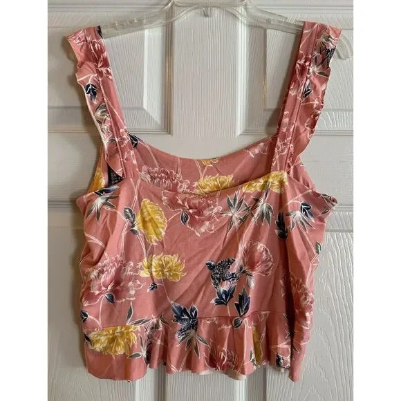 Aeropostale Floral Ruffle Hem Tank Top Size XL - Picture 2 of 3